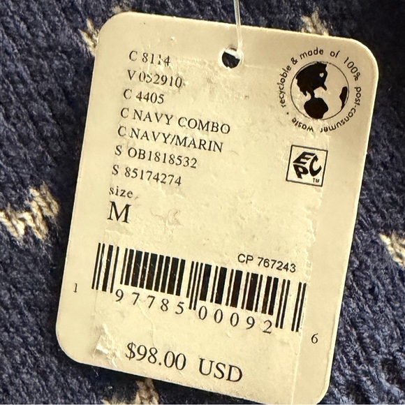 Free People Easy Street Cropped Sweater NWT Navy Combo Medium - Picture 3 of 4